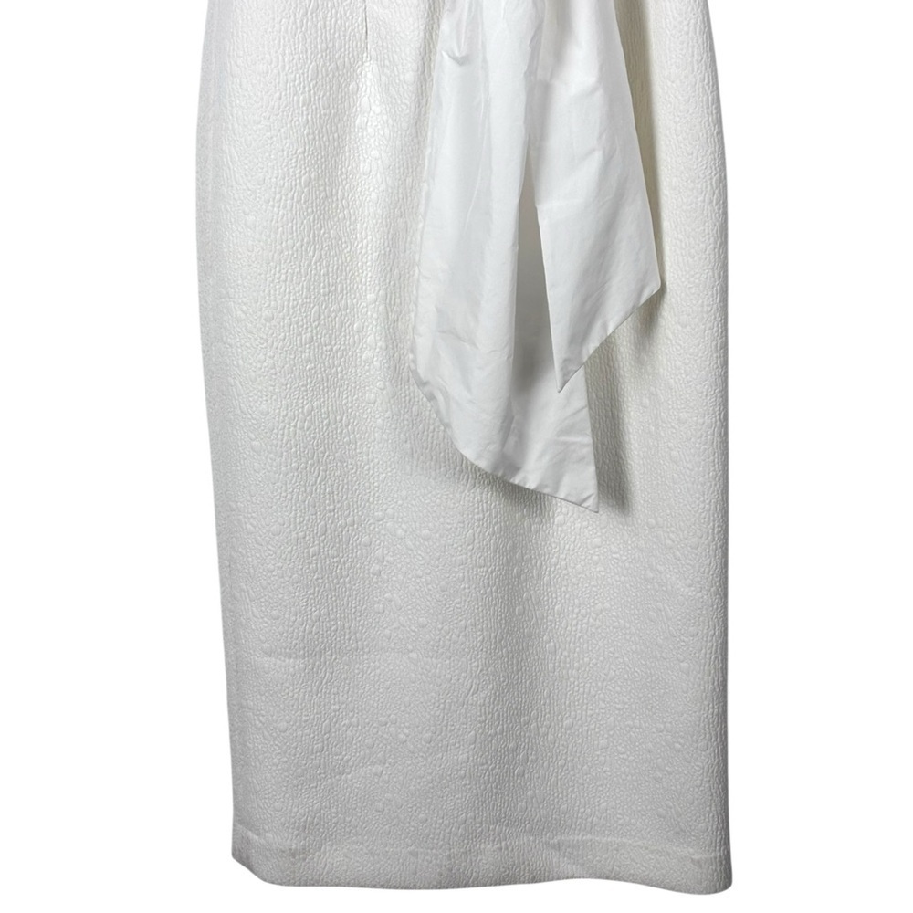 ANTHROPOLOGIE REBECCA VALLANCE GENEVIEVE BRIDAL BOW V-NECK SHEATH MIDI DRESS - Picture 10 of 17